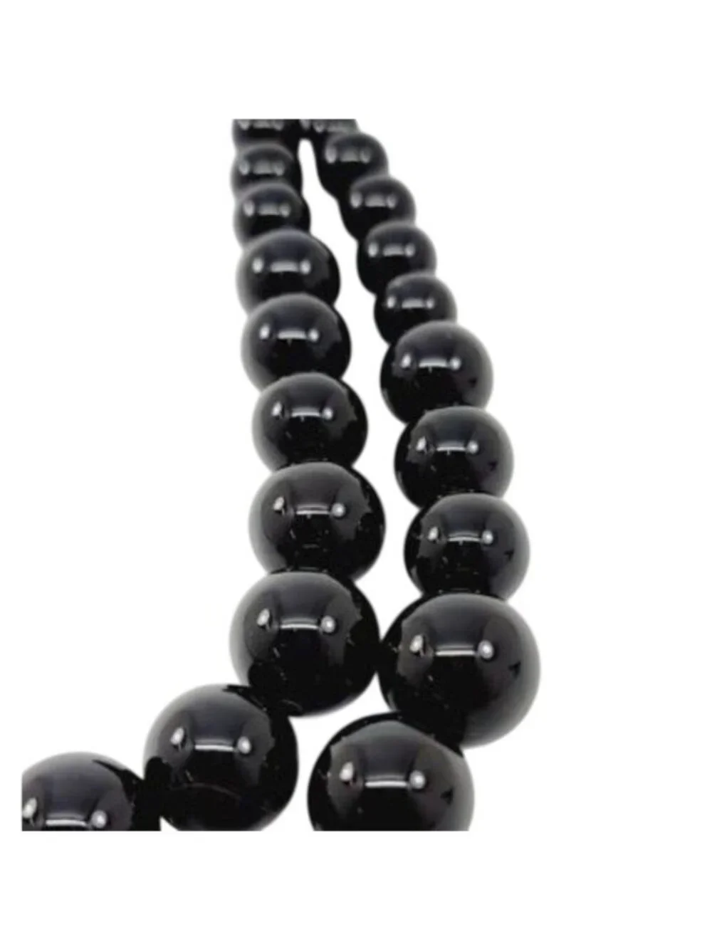 Sterling Silver 925 & Black Onyx Graduated Bead Necklace